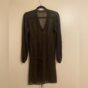 Free People Sheer Brown Long Sleeve beach Dress